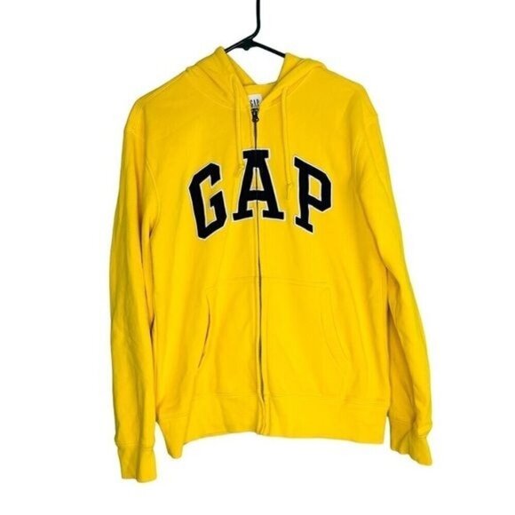 GAP Tops - GAP Women's Yellow and Navy Logo Zip Hoodie Size Small